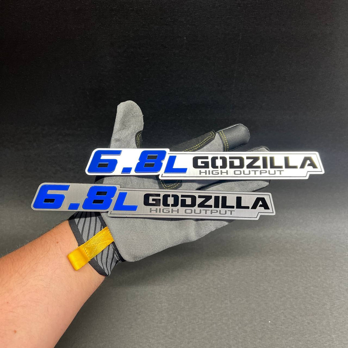 6.8L GODZILLA 3D Car Emblem Silver Fender Badge - Exterior Truck Decal