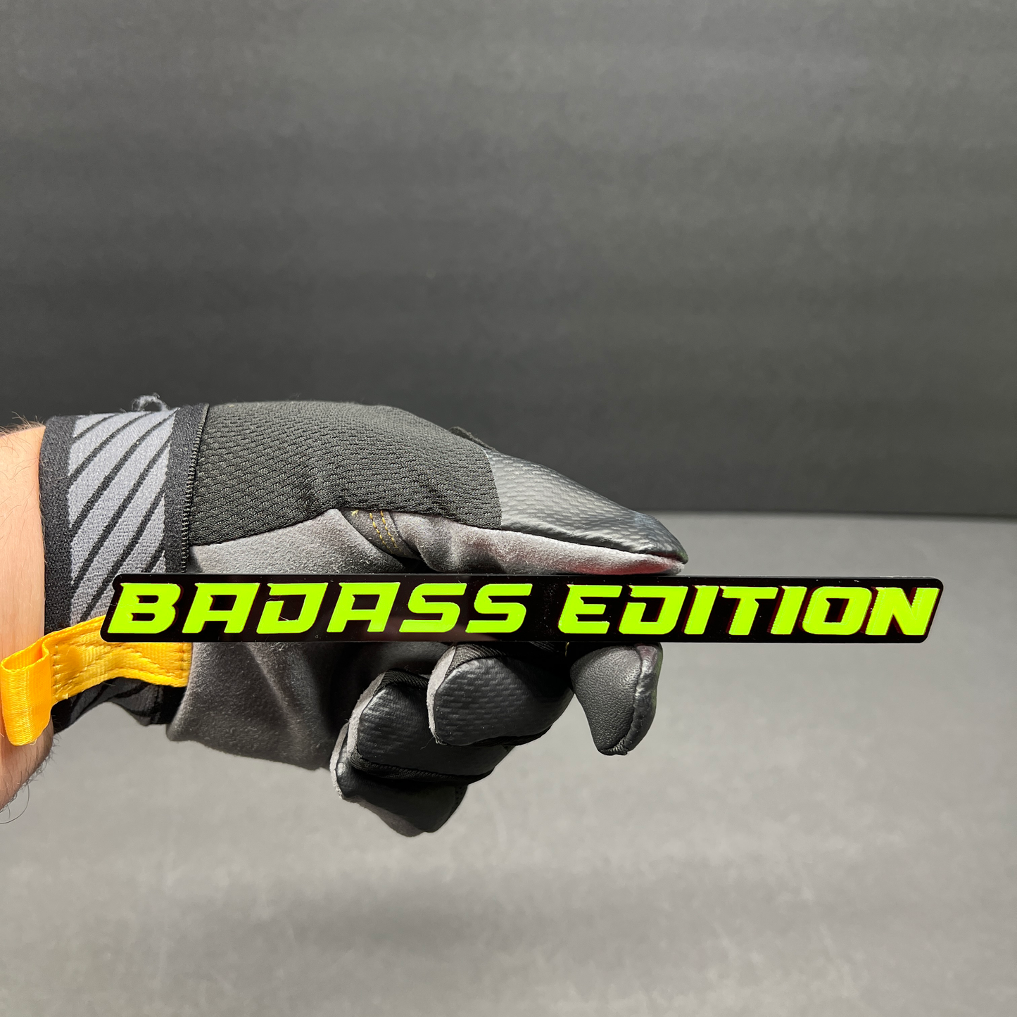 Stylish Badass Edition custom text badge for fender, tailgate, grille, or body panel applications