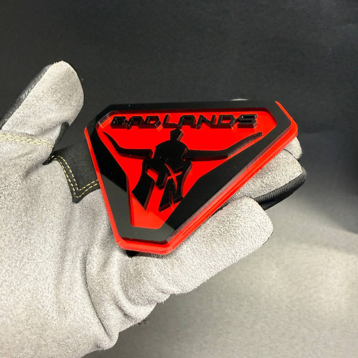 Badlands Gladiator off-road car emblem for Bronco style SUV, truck and 4x4 customization.