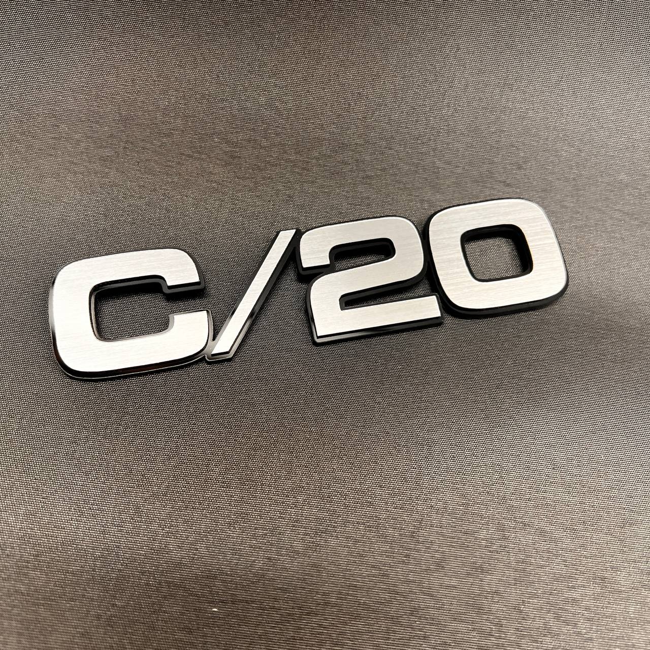Chevrolet Chevy GMC truck C/20 custom billet fender badge with black backing