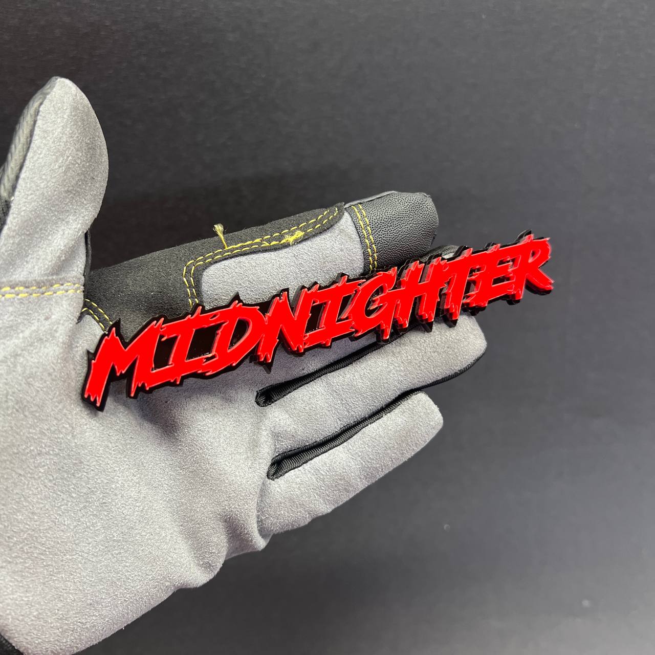 Red black aggressive font Midnighter auto emblem badge