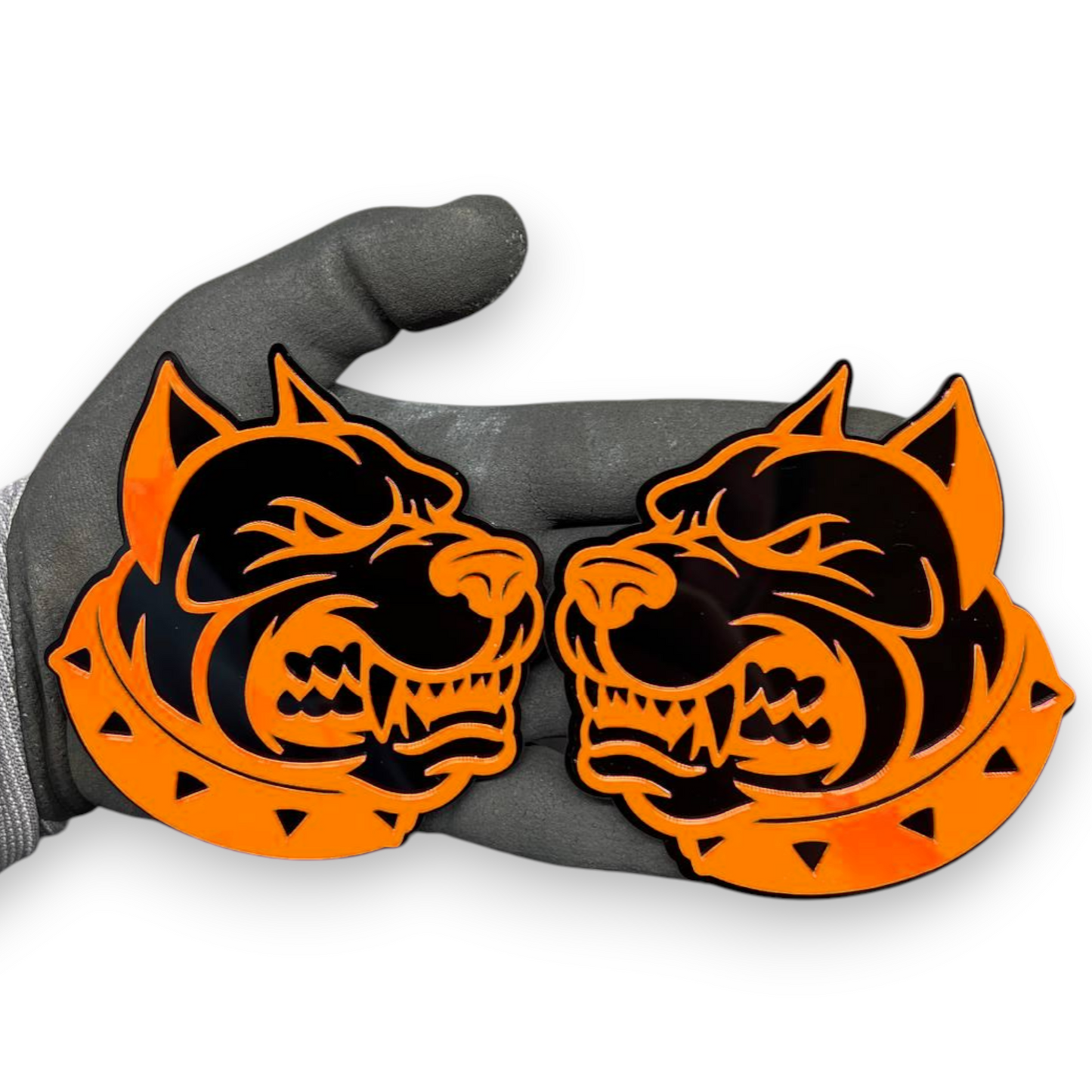 Dog head car emblem pair custom aftermarket automotive badge for vehicle styling