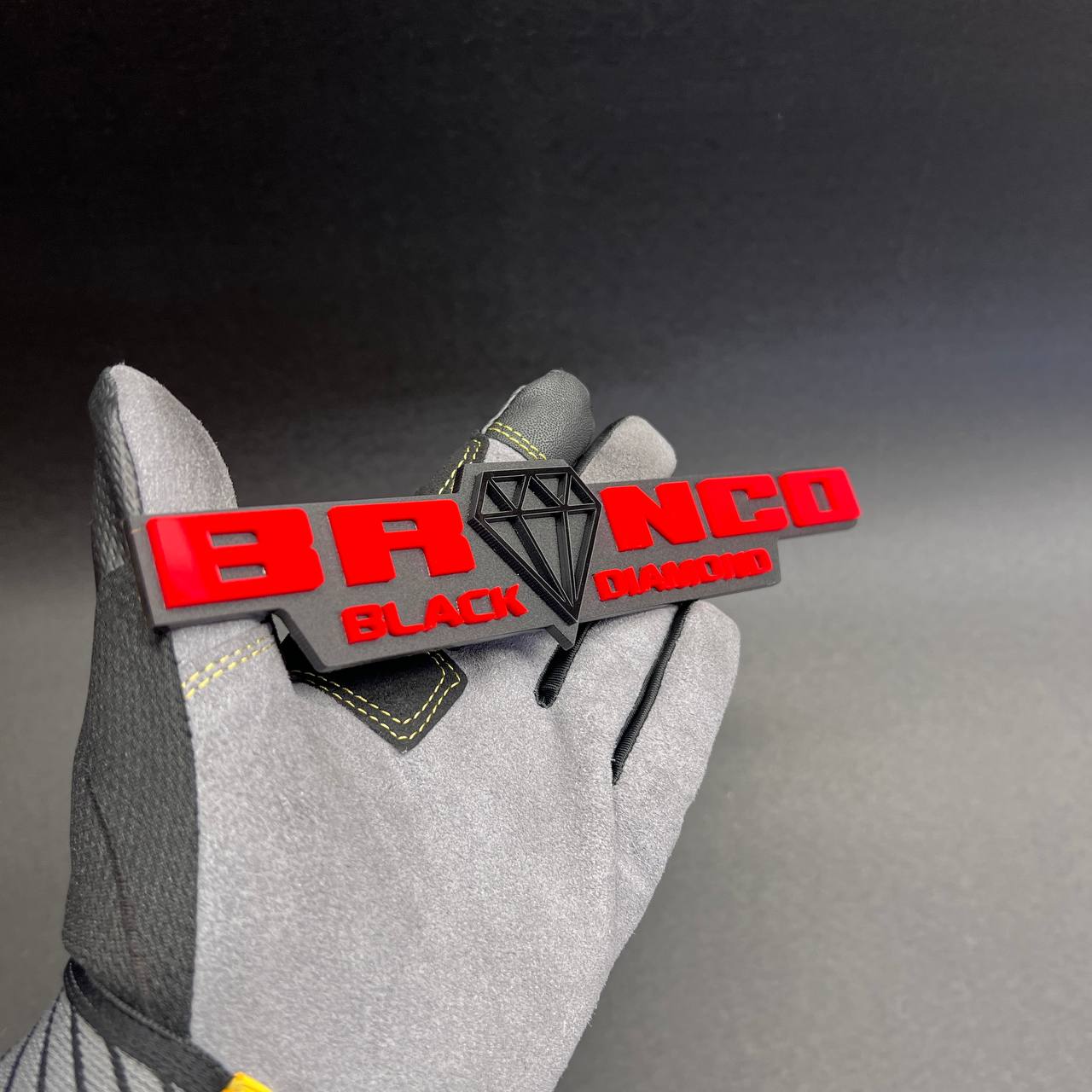 Personalized Bronco Black Diamond truck badge with durable weather-resistant finish.