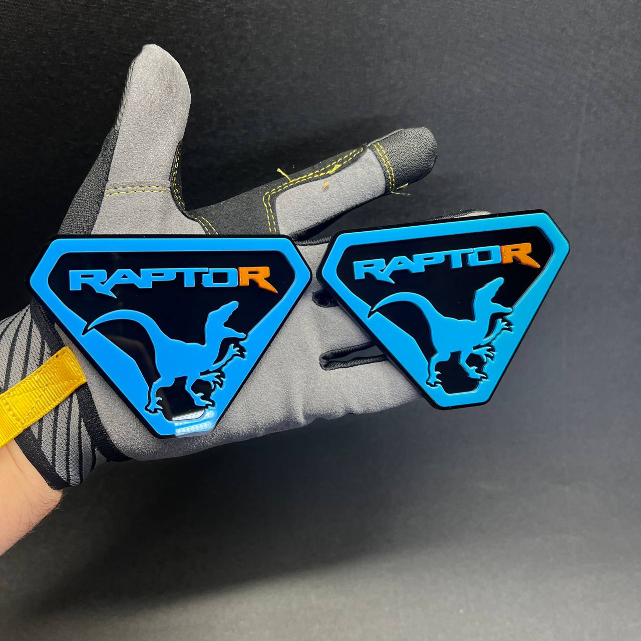 Handmade acrylic Raptor shield Car Badge Fender Emblem for truck fender, hood, tailgate, grille, and side panel decoration.