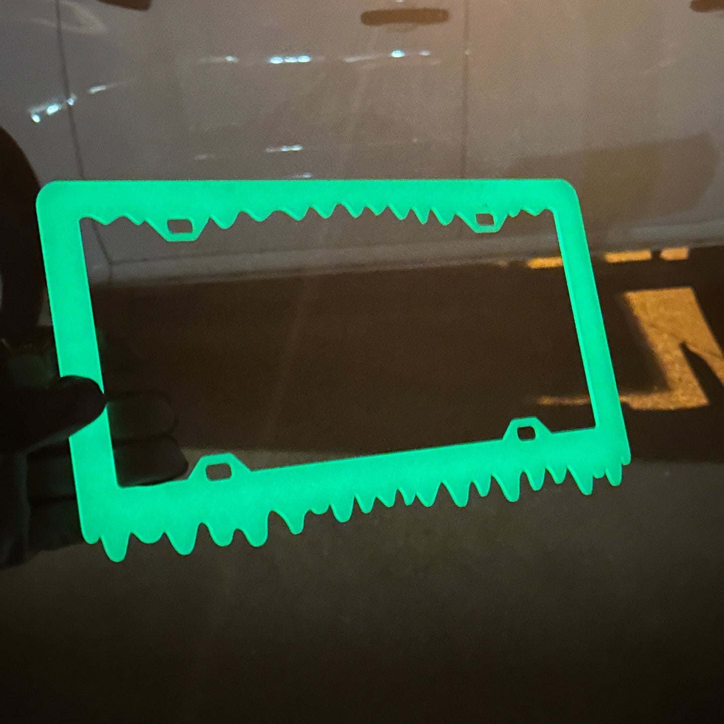 Glow in dark license plate frame for unique night car styling
