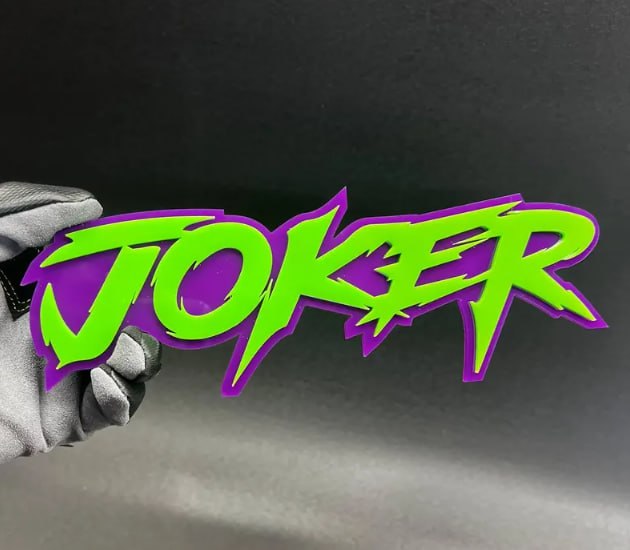 JOKER custom car fender badge with sharp graffiti text automotive emblem