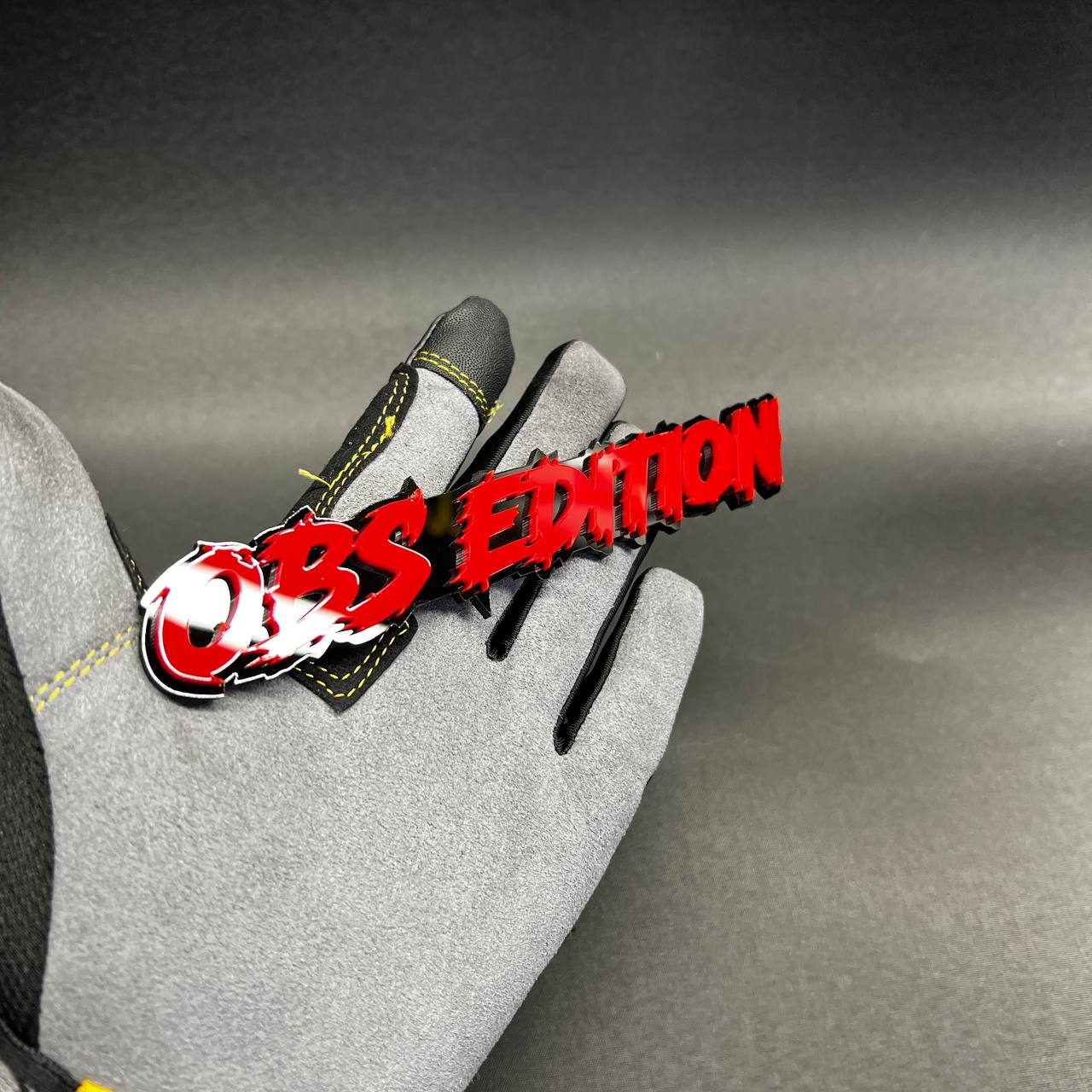 OBS Edition custom red and black car badge fender emblem for truck or car exterior customization.
