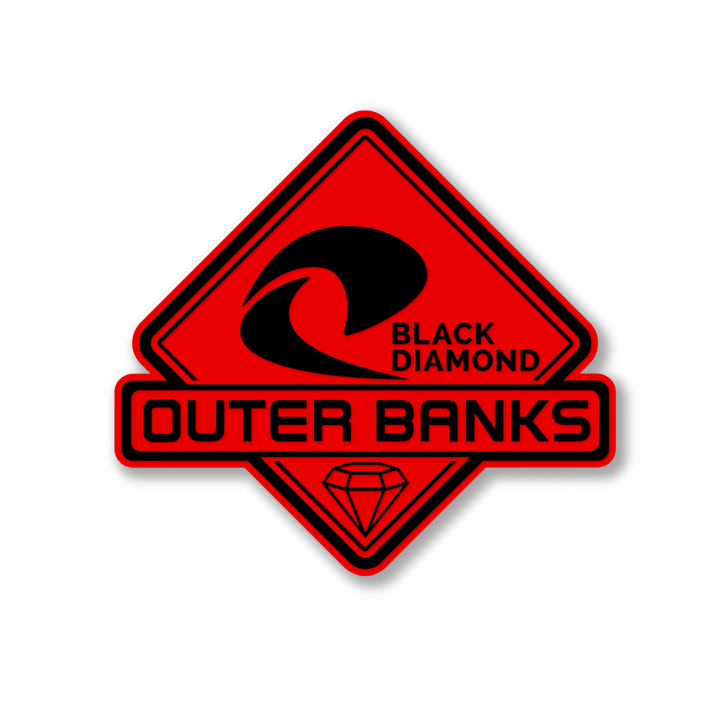 Precision laser engraved Outer Banks Black Diamond badge handcrafted for automotive enthusiasts.