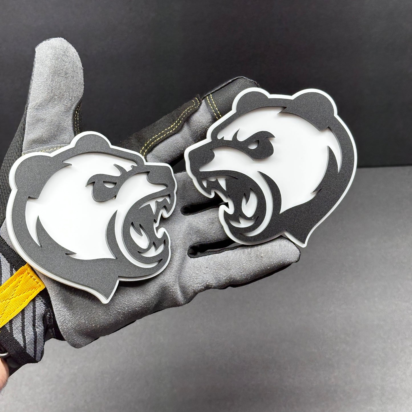 Custom Panda auto emblem pair for hood tailgate door or side panel placement