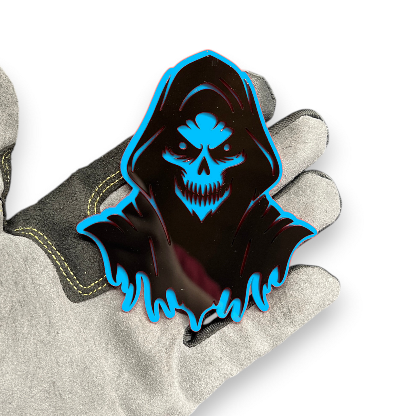 Grim Reaper Skull badge emblem for car truck fender hood or tailgate installation