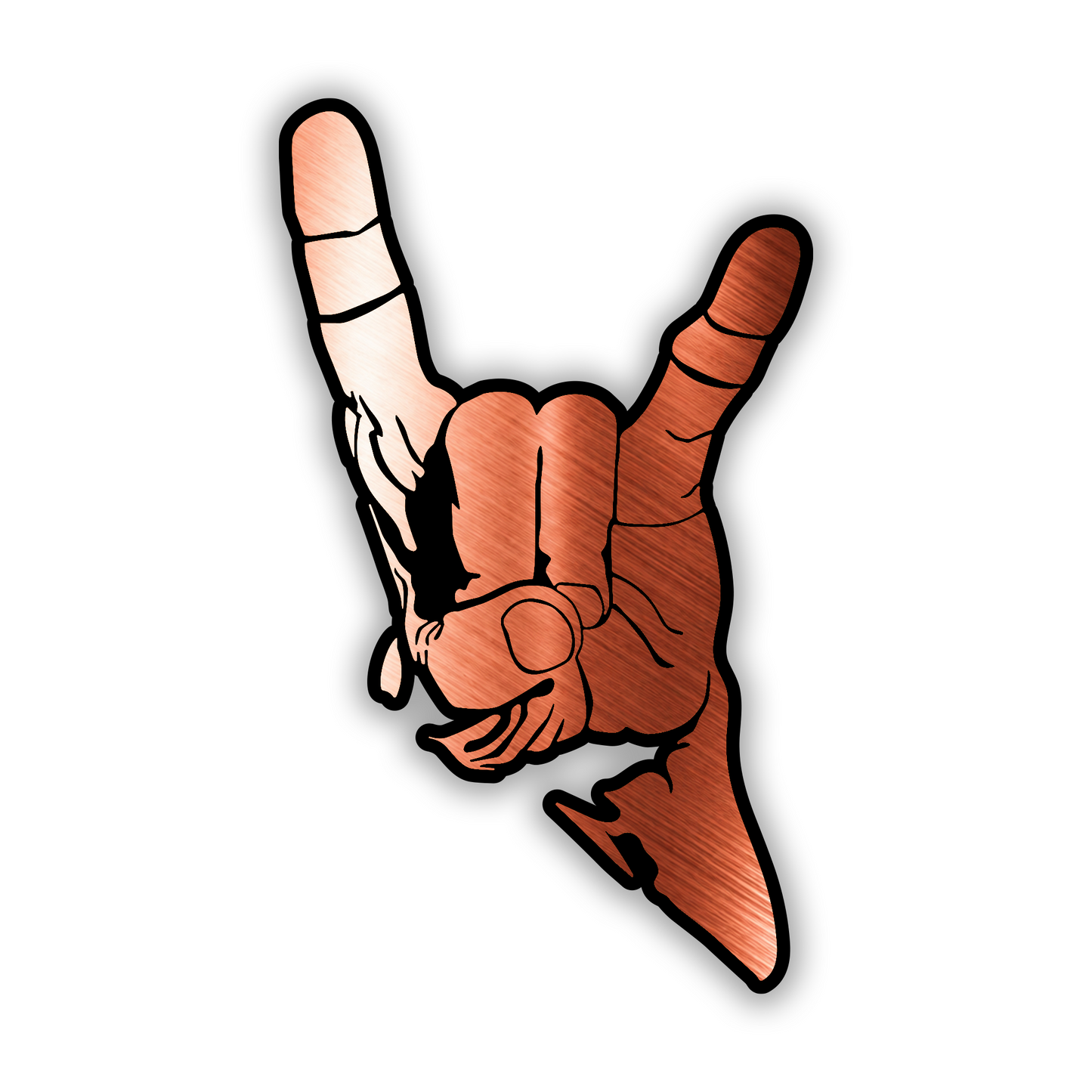 Heavy metal hand gesture car badge for rock music fans and custom vehicles