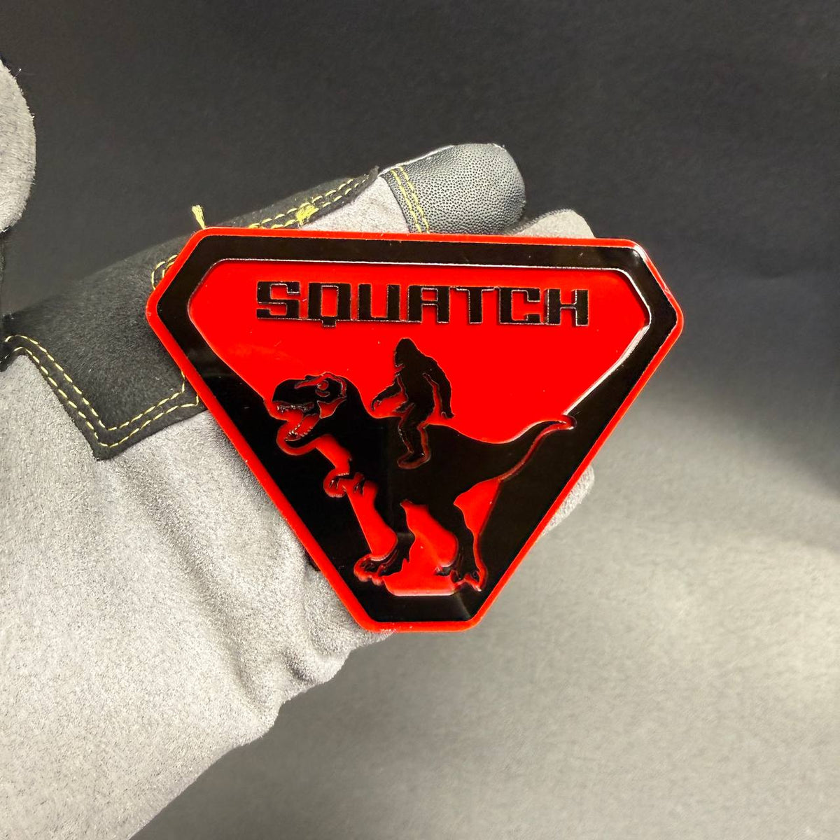 Sasquatch dinosaur car badge for Ford Bronco Jeep Wrangler and 4x4 vehicles
