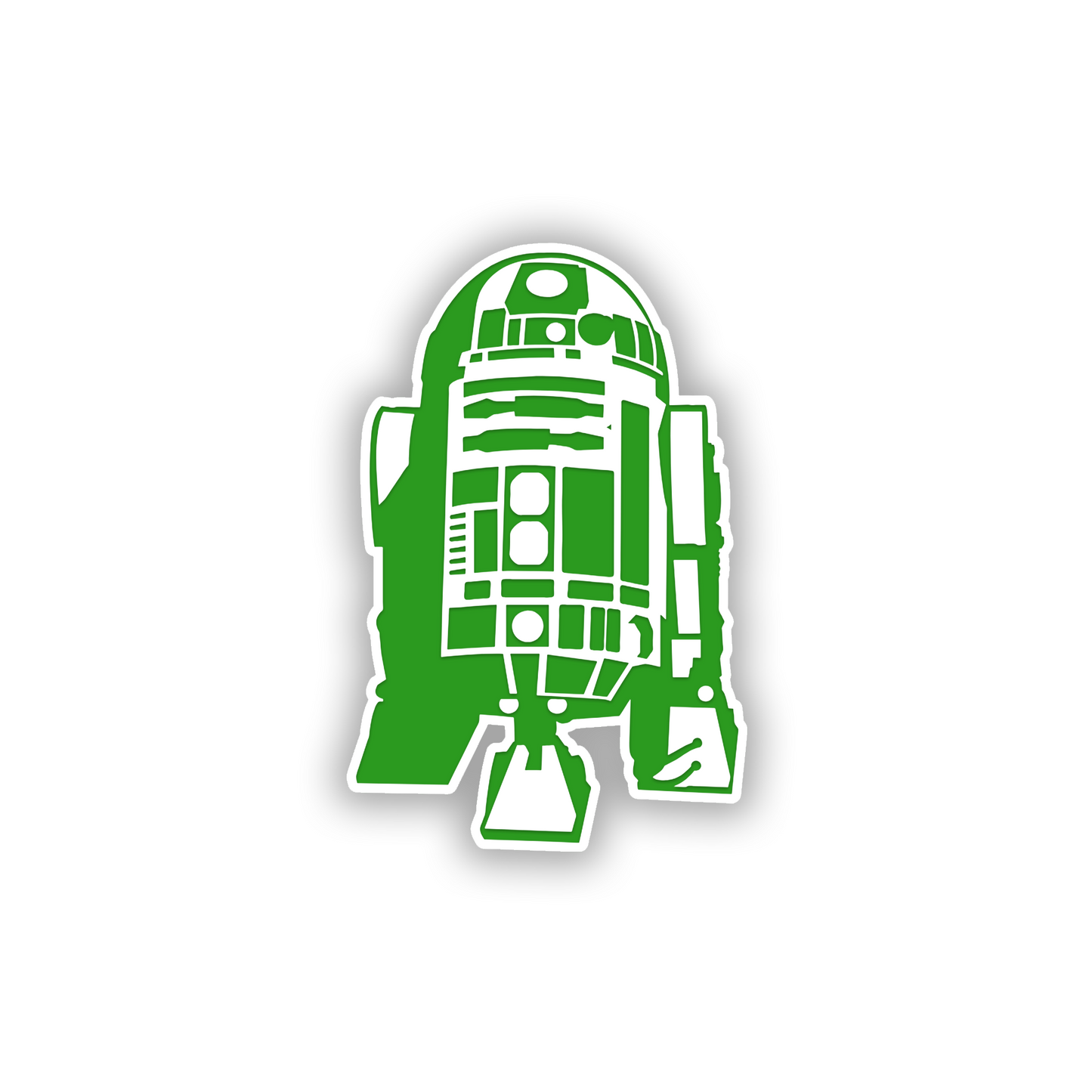 Silver and black R2-D2 car accessory badge for sci-fi fans