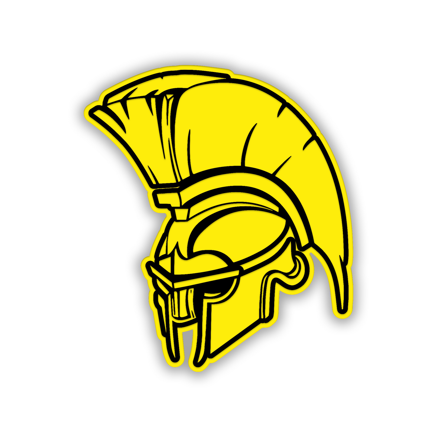Brushed silver Spartan car emblem featuring detailed warrior helmet design