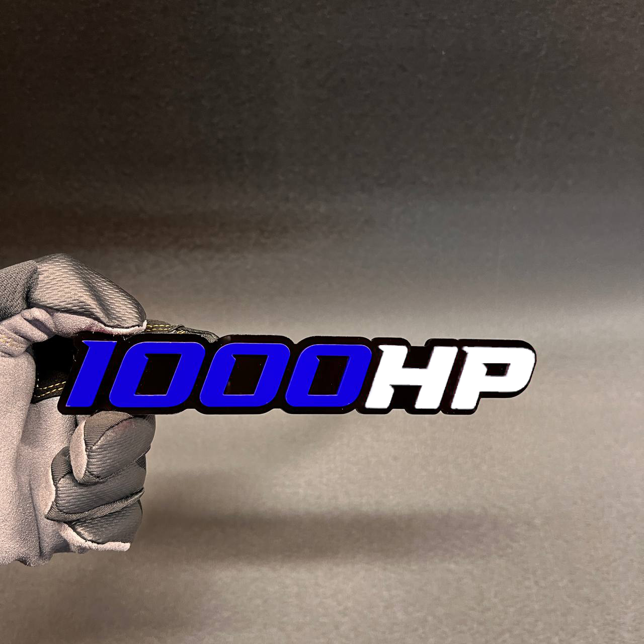 1000HP performance car emblem for fender, tailgate, or exterior trim