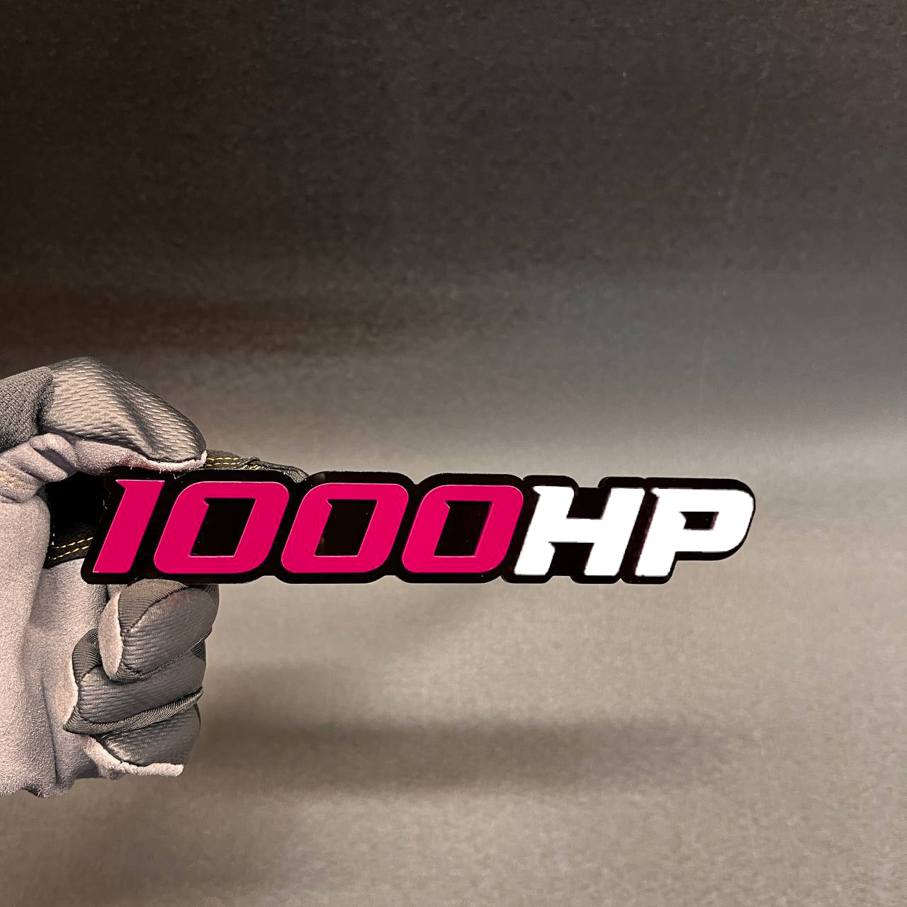 High horsepower 1000HP car badge in red white and black design