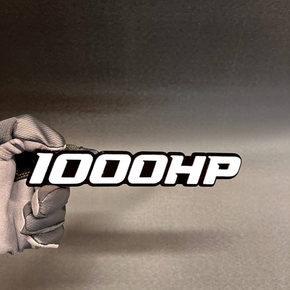 Custom 1000HP car emblem in red and black performance style