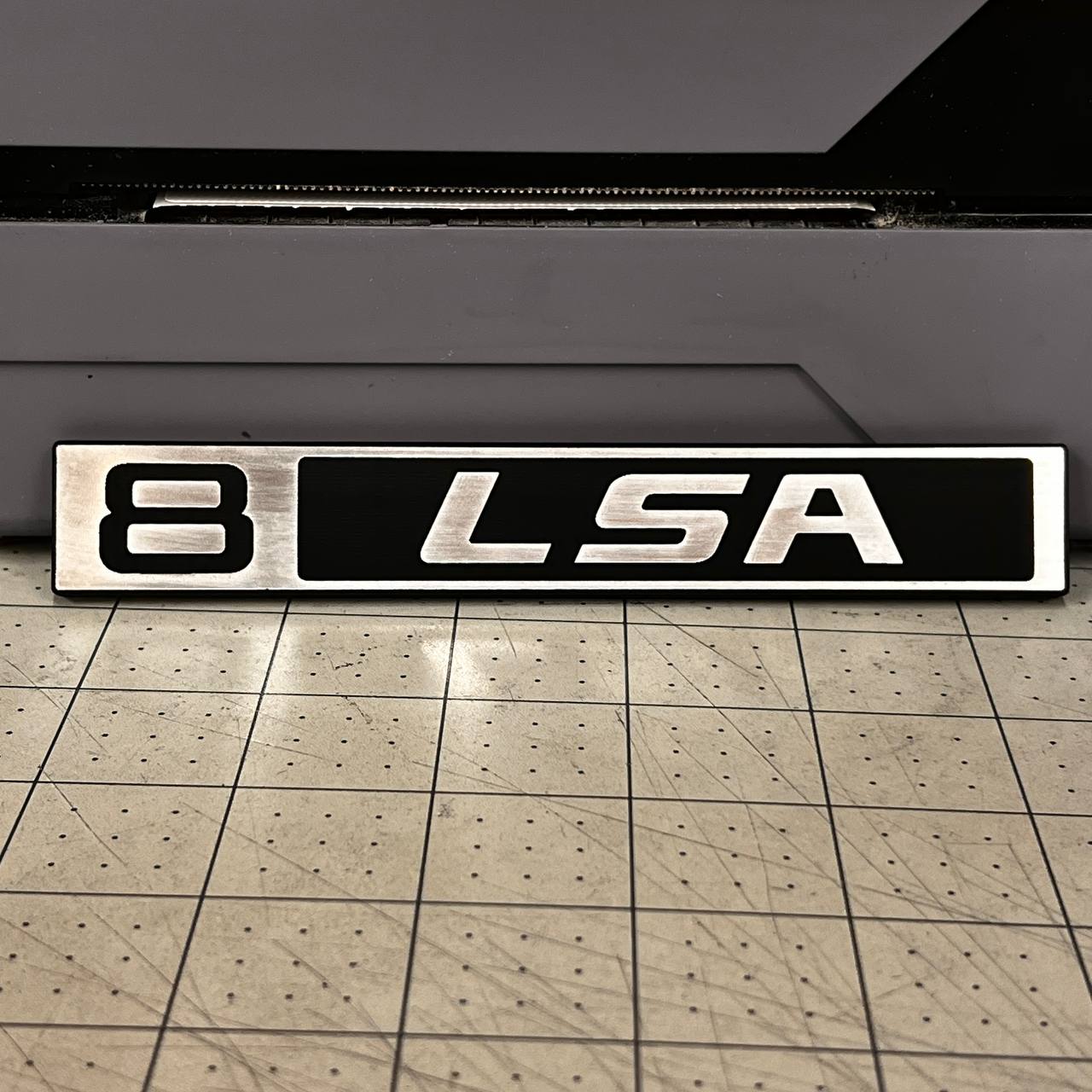 Custom silver billet Chevy LSA front truck badge for 1967-1972 C10.