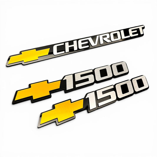 3 piece Chevy Silverado 1500 door emblem badge set with Chevrolet logo