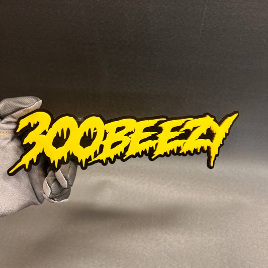 Premium 300 Beezy personalized automotive badge for fender, tailgate, grille, or interior.