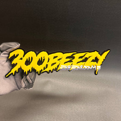 3D printed style 300 Beezy custom name badge for cars, trucks, and SUVs.