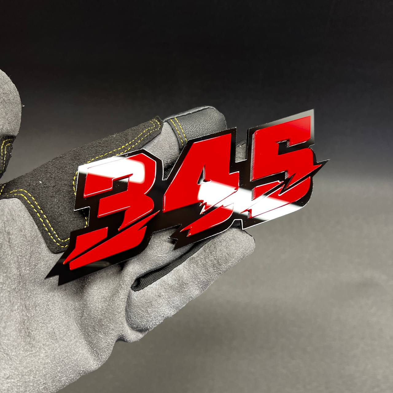 345 cut style car emblem custom aftermarket performance badge