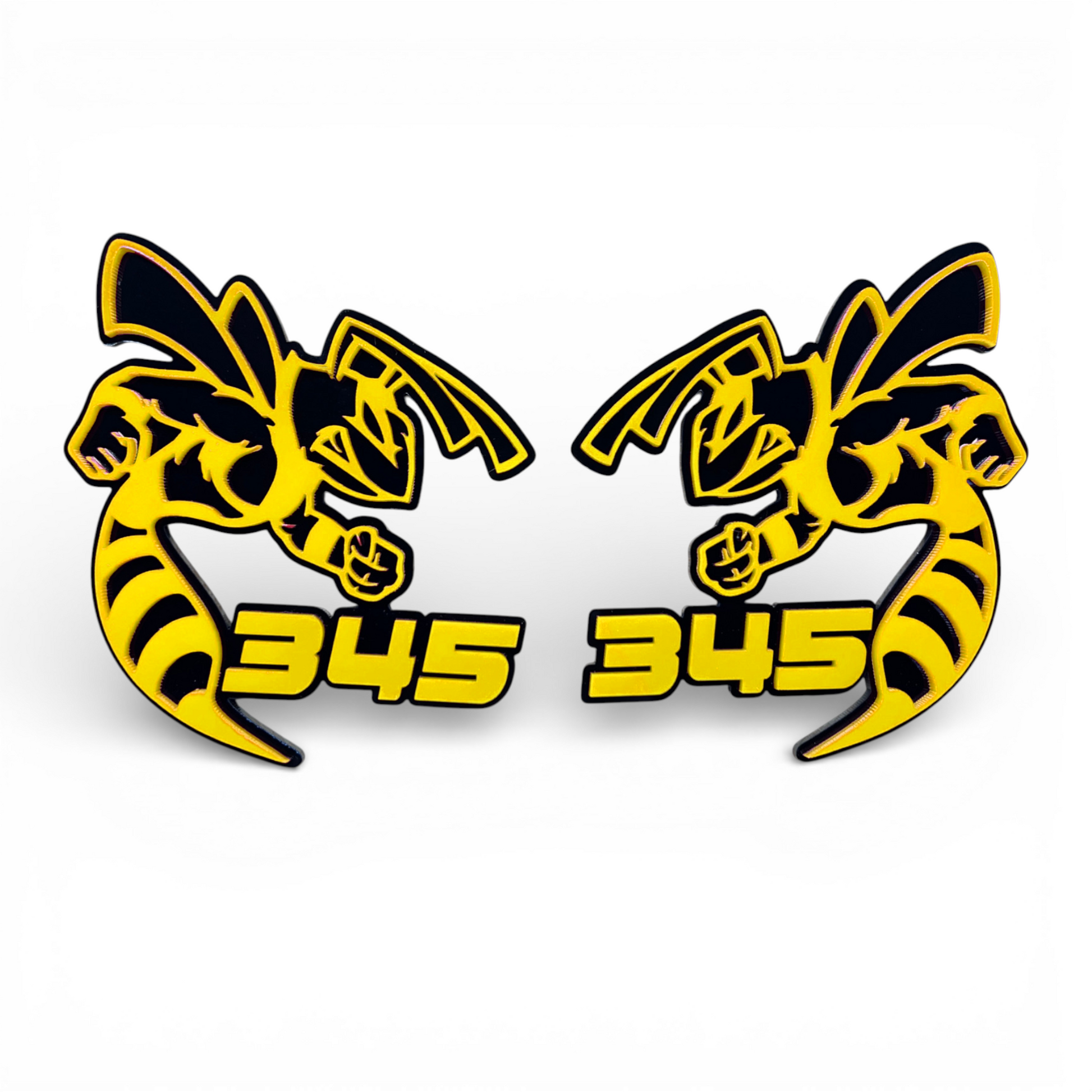 345 Scat Pack style bee badge in layered acrylic for Dodge Charger muscle car exterior trim