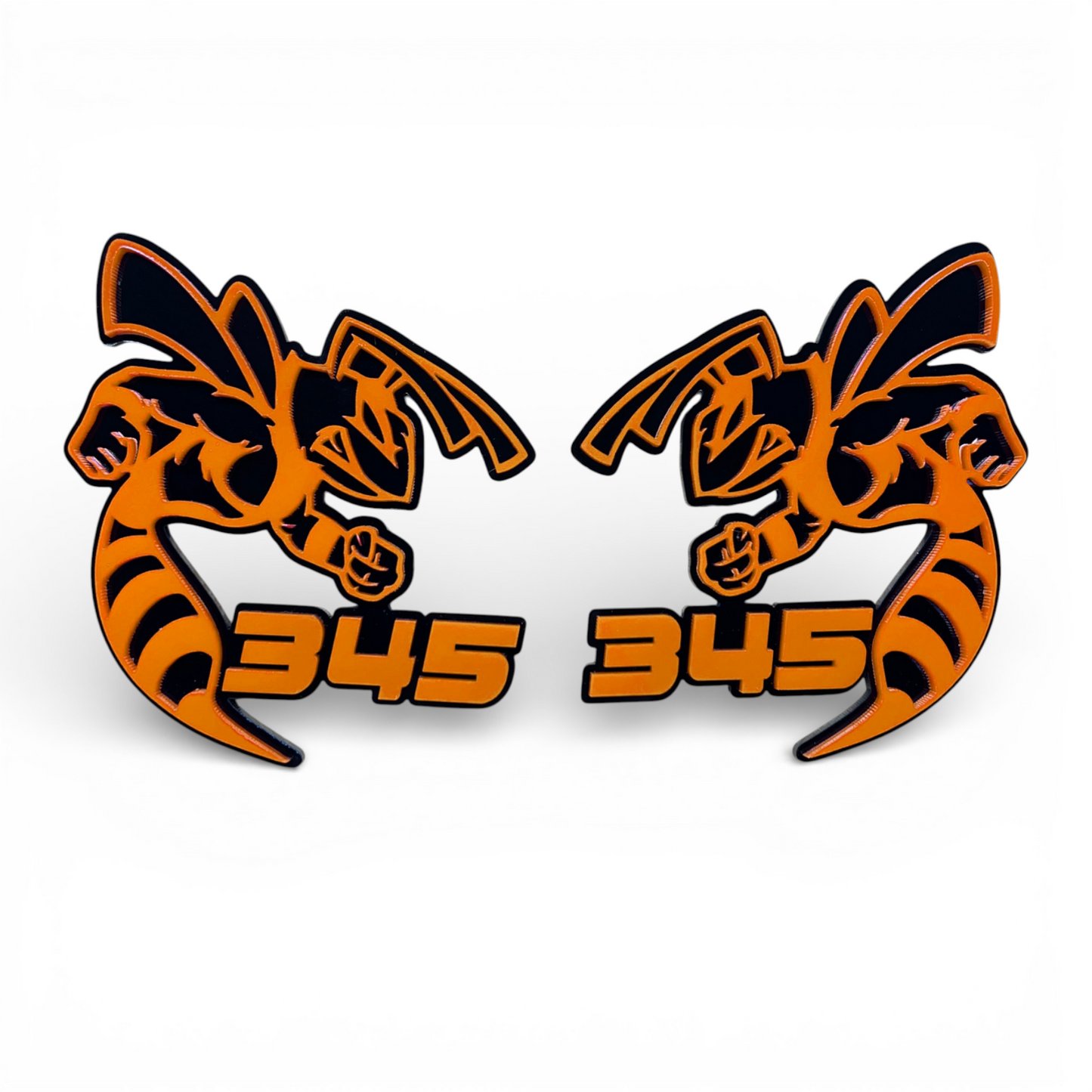 red black 345 Bee badge emblem for RAM truck, Dodge vehicle, and custom automotive builds