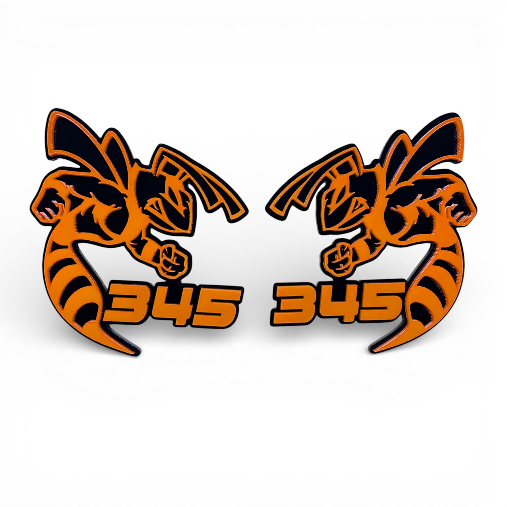 red black 345 Bee badge emblem for RAM truck, Dodge vehicle, and custom automotive builds