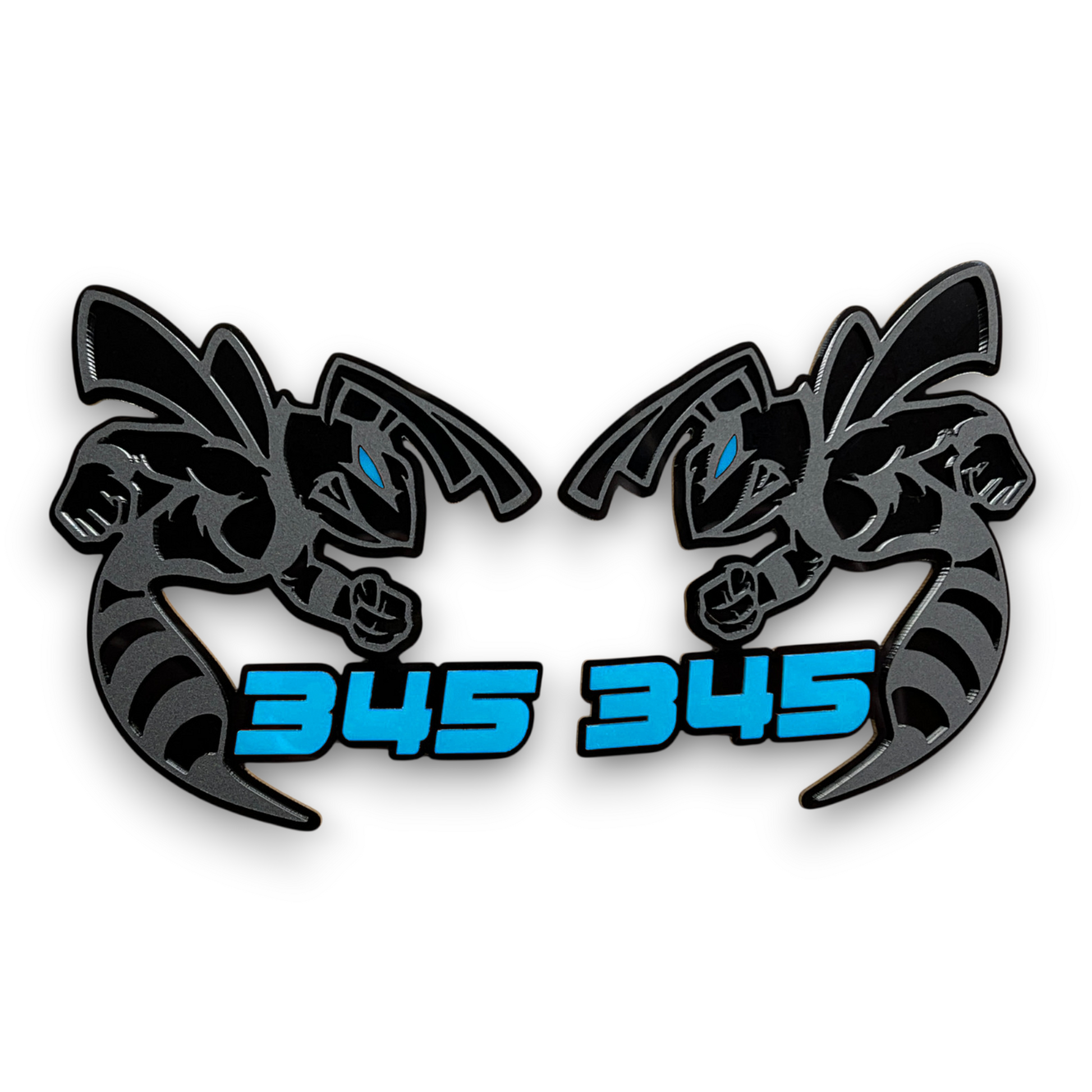 Custom 345 HEMI Bee emblem red and black acrylic badge for Dodge Challenger fender or hood
