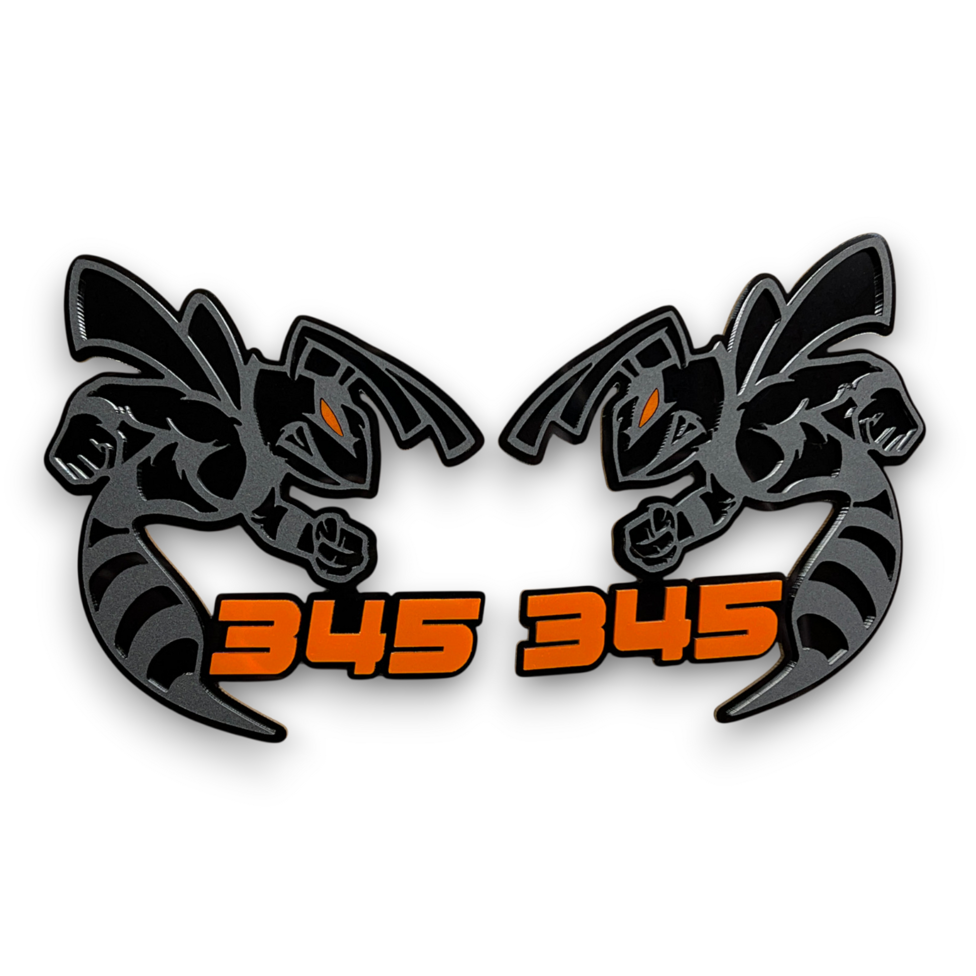 Custom 345 HEMI Bee emblem red and black acrylic badge for Dodge Challenger fender or hood