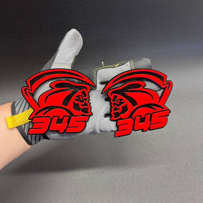 Custom 345 Reaper car badge designed for fender or tailgate