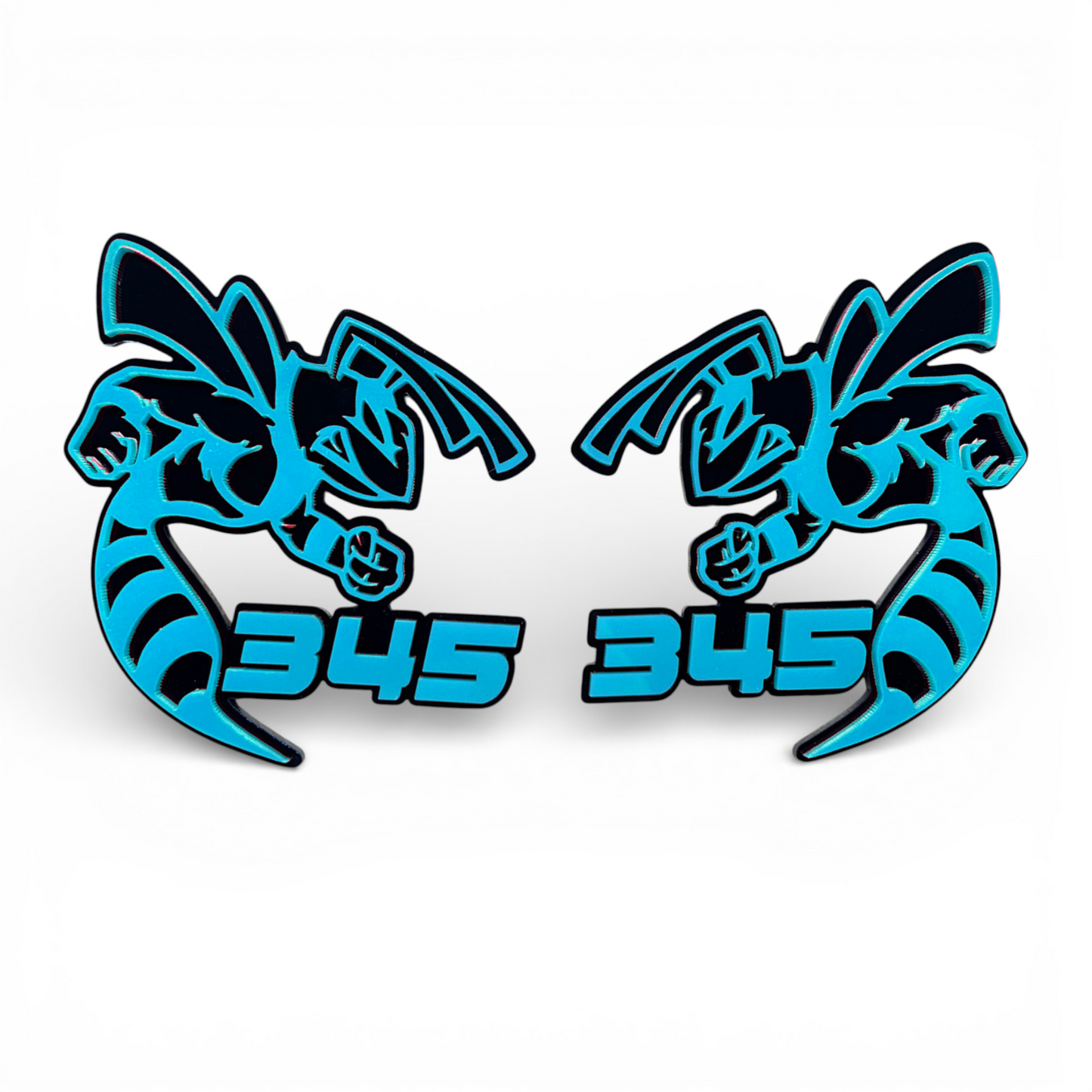 Custom 345 HEMI Bee emblem red and black acrylic badge for Dodge Challenger fender or hood