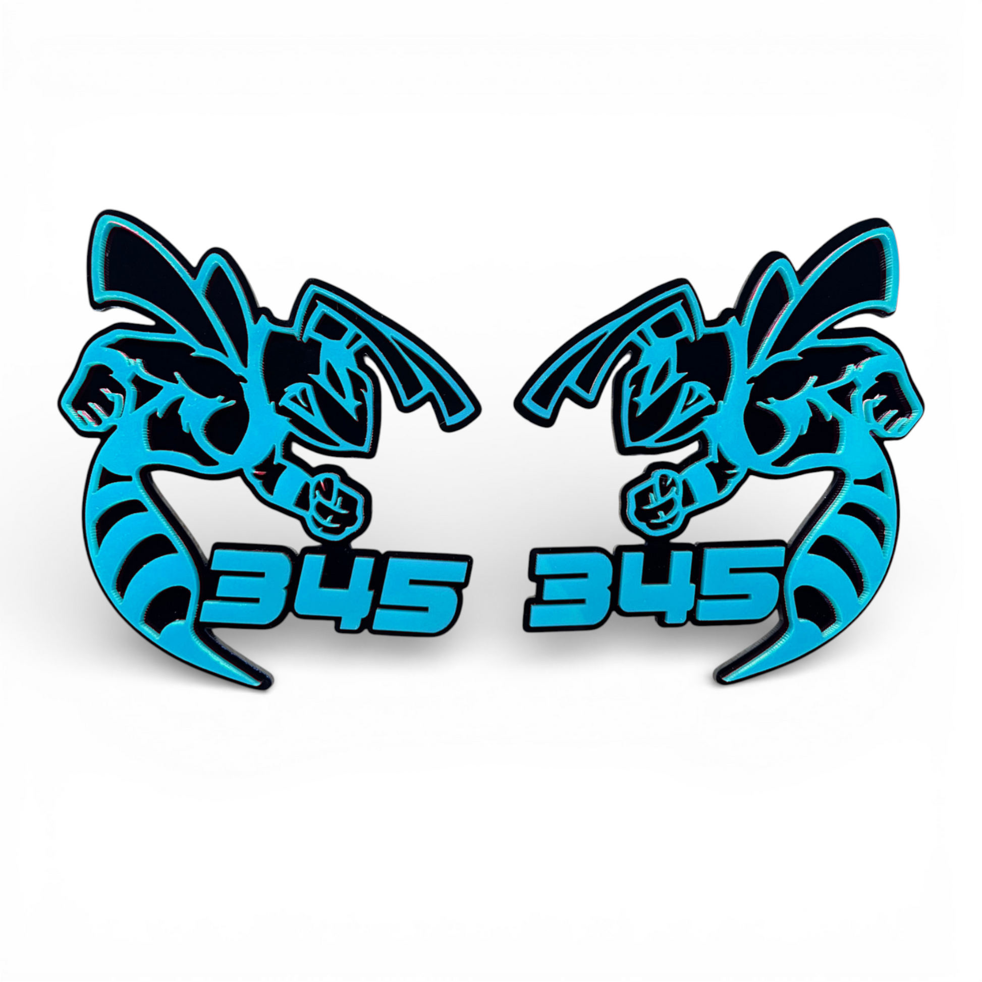 Custom 345 HEMI Bee emblem red and black acrylic badge for Dodge Challenger fender or hood
