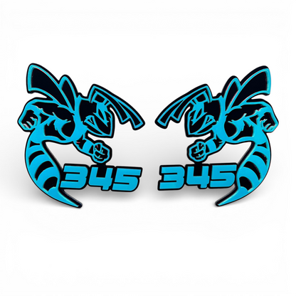 Custom 345 HEMI Bee emblem red and black acrylic badge for Dodge Challenger fender or hood