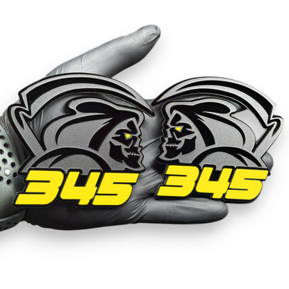 345 Reaper car truck side emblem pair for custom aftermarket styling