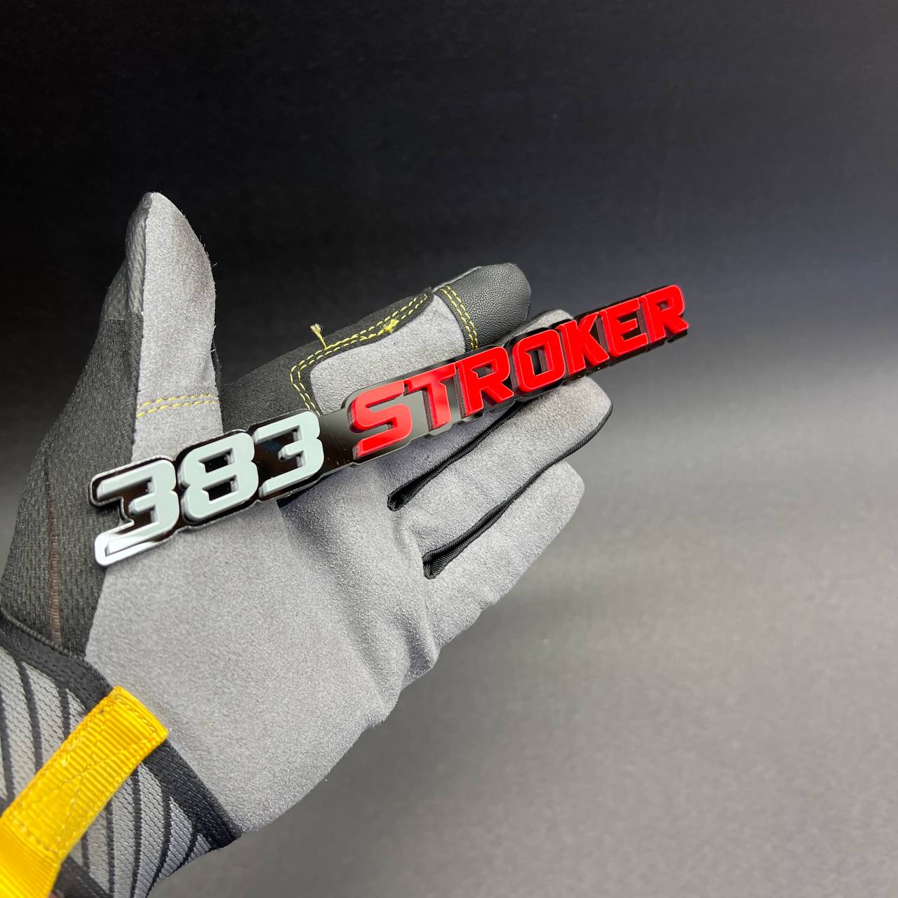 Premium 383 STROKER custom emblem designed for muscle cars, classic cars, and performance trucks.