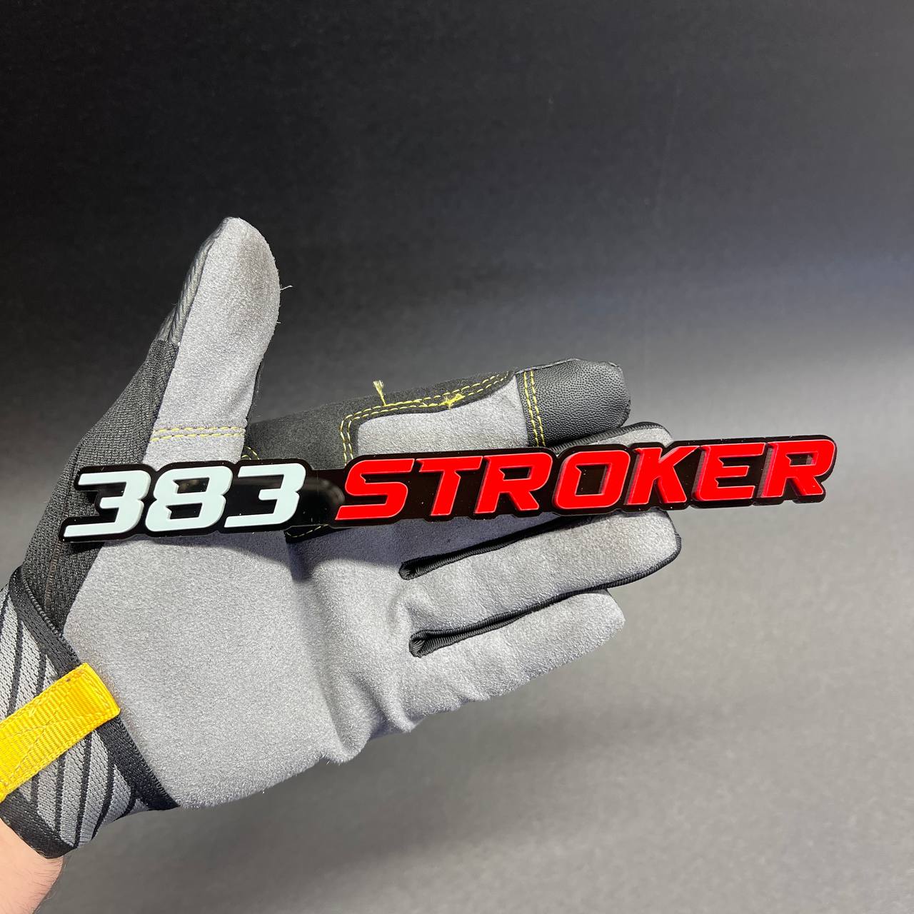 Acrylic 383 STROKER fender emblem for V8 engine swap and custom exterior styling