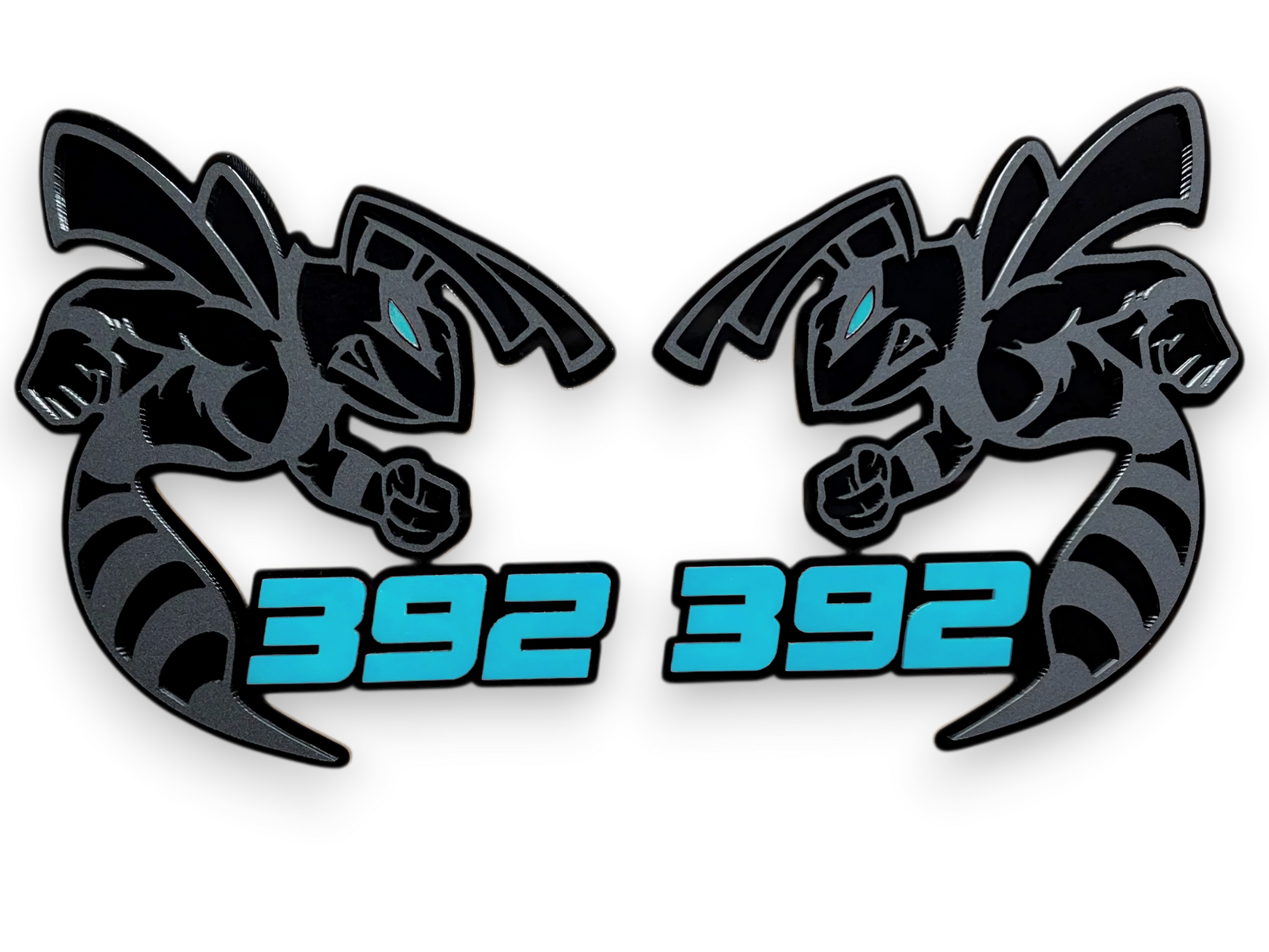 Red black 392 Bee badge emblem for RAM truck, Dodge vehicle, and custom automotive builds
