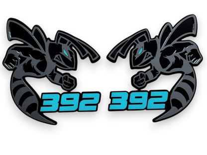 Red black 392 Bee badge emblem for RAM truck, Dodge vehicle, and custom automotive builds