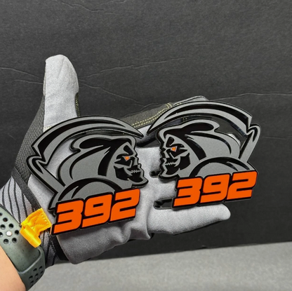 Angry Reaper 392 badge on Ford F150 grille custom emblem