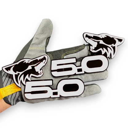 Mustang Coyote 5.0 badge in layered acrylic