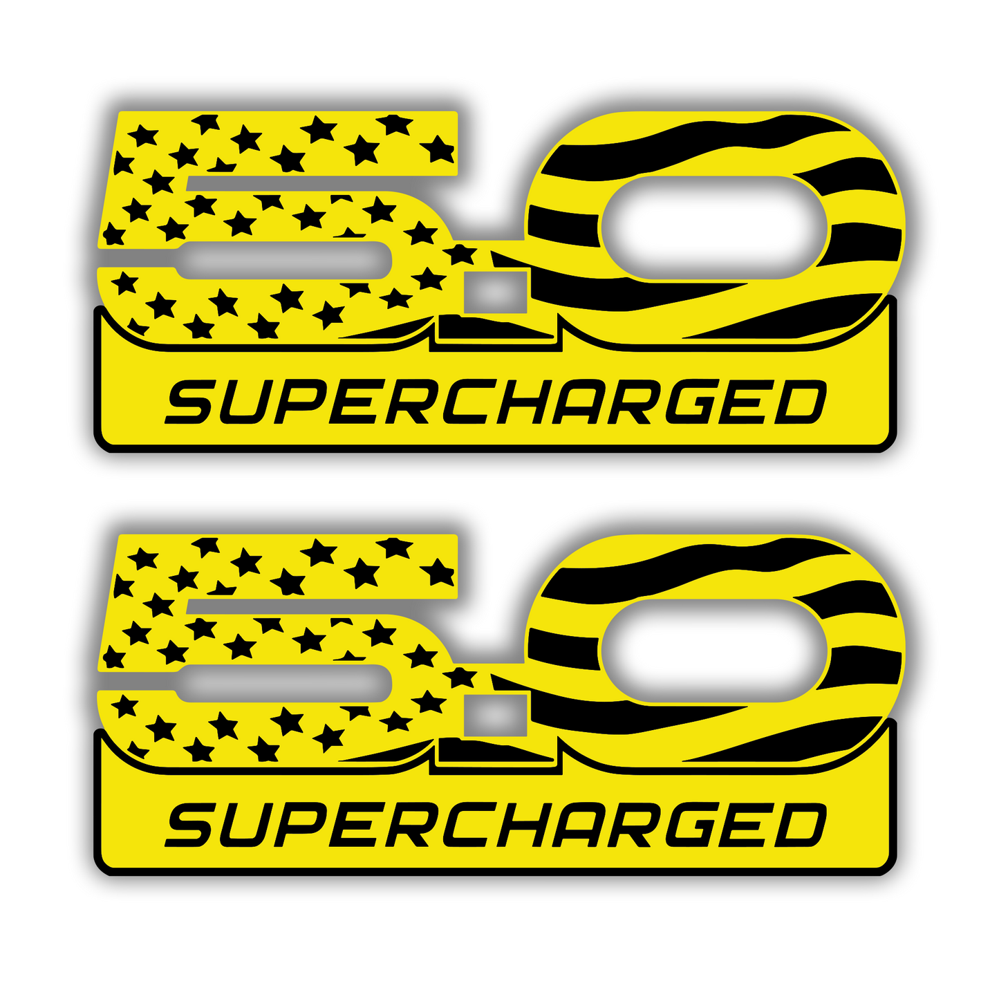 Custom 5.0 Supercharged engraved badge for cars and trucks