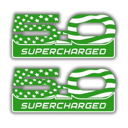American flag 5.0 Supercharged engine badge for vehicle exterior