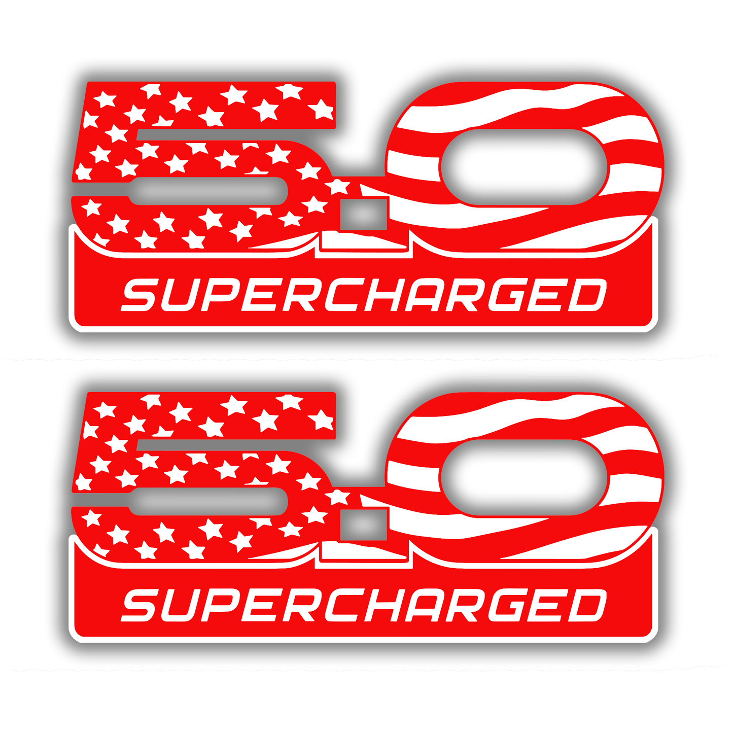 5.0 Supercharged car badge fender emblem with stars and stripes