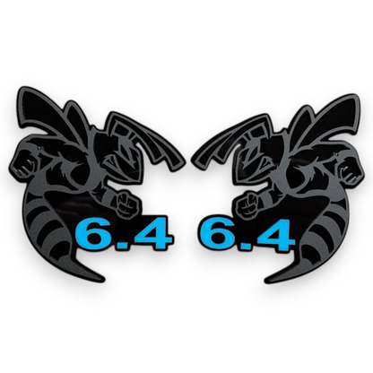 Custom 6.4 Bee style matte black badge for Dodge, Jeep, RAM, truck, and SUV projects