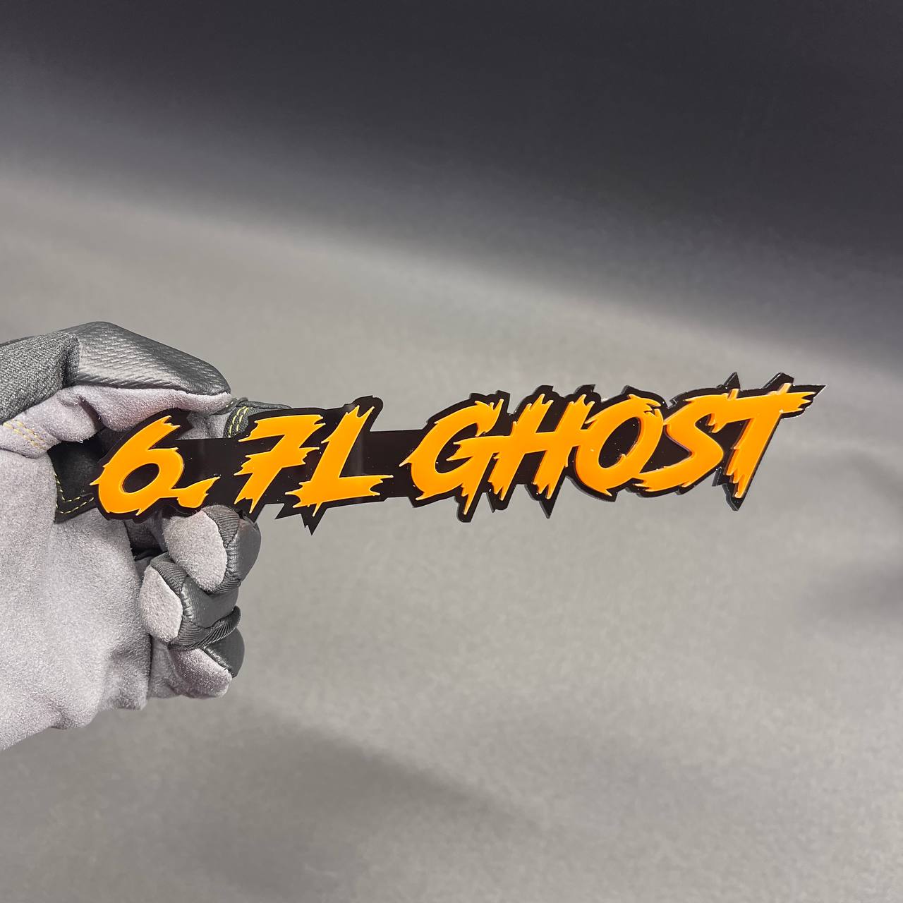 6.7L GHOST custom car badge designed for tailgate, fender, or side panel placement