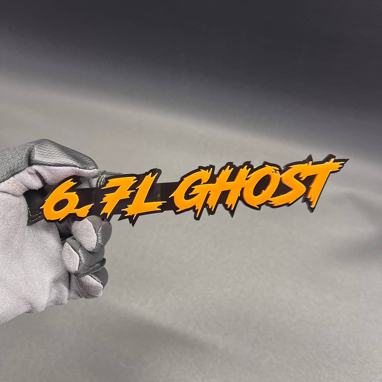 6.7L GHOST exterior decal style badge for diesel truck, SUV, or custom vehicle build