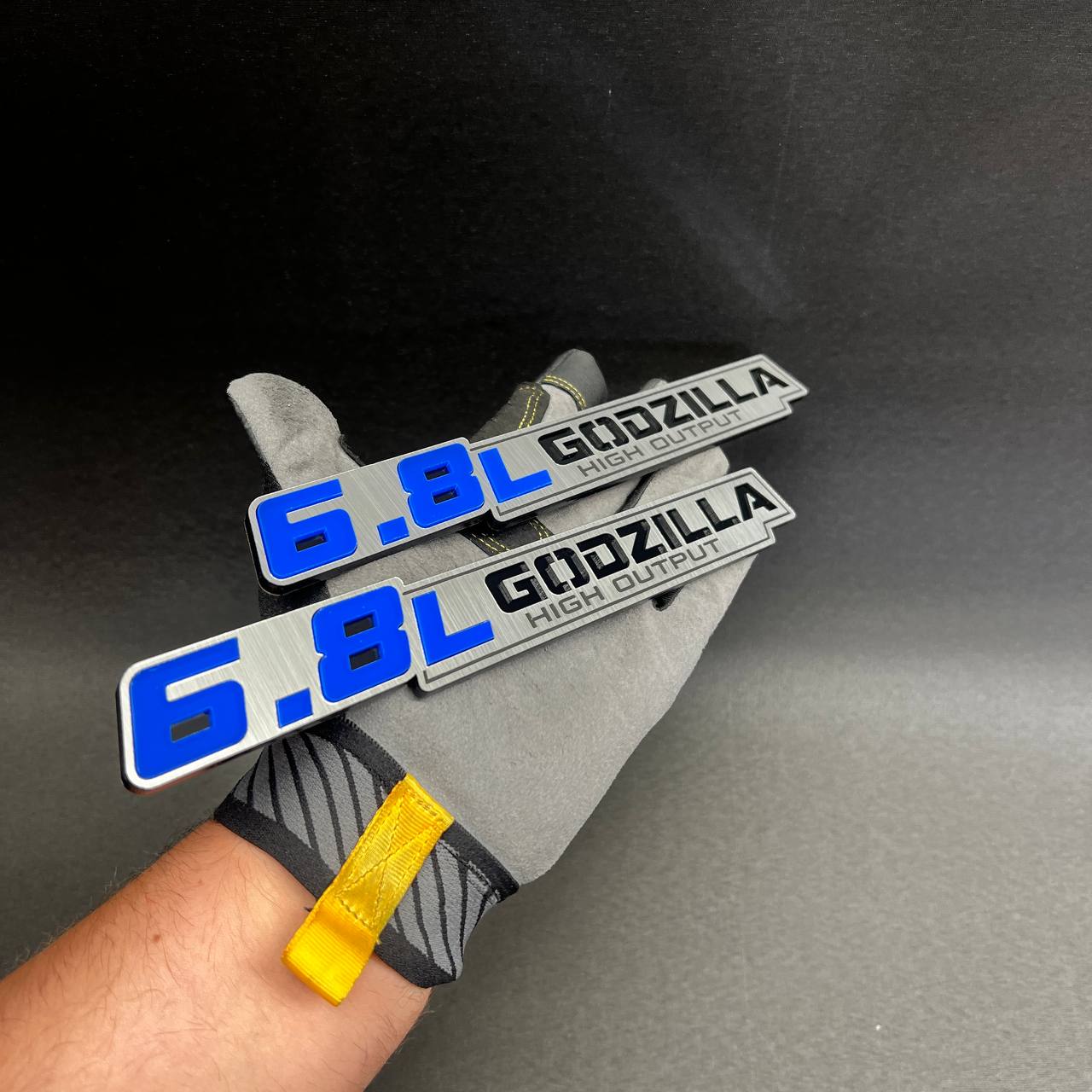 6.8L GODZILLA 3D Car Emblem Silver Fender Badge - Exterior Truck Decal