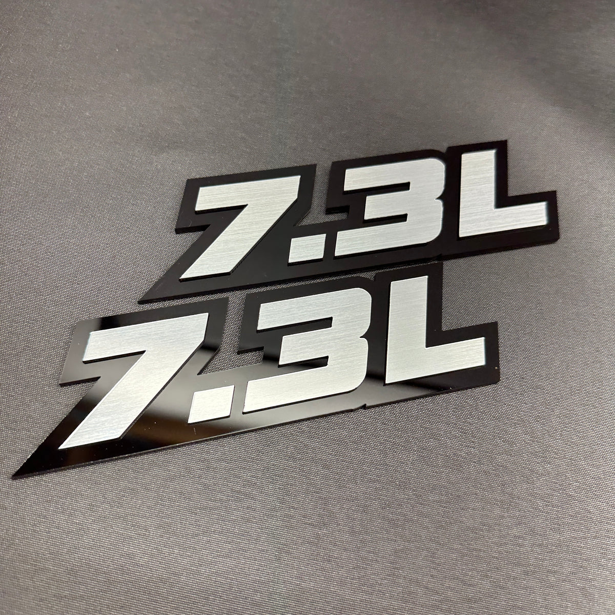 7.3L fender badge brushed silver engine emblem for Ford Super Duty V8 truck